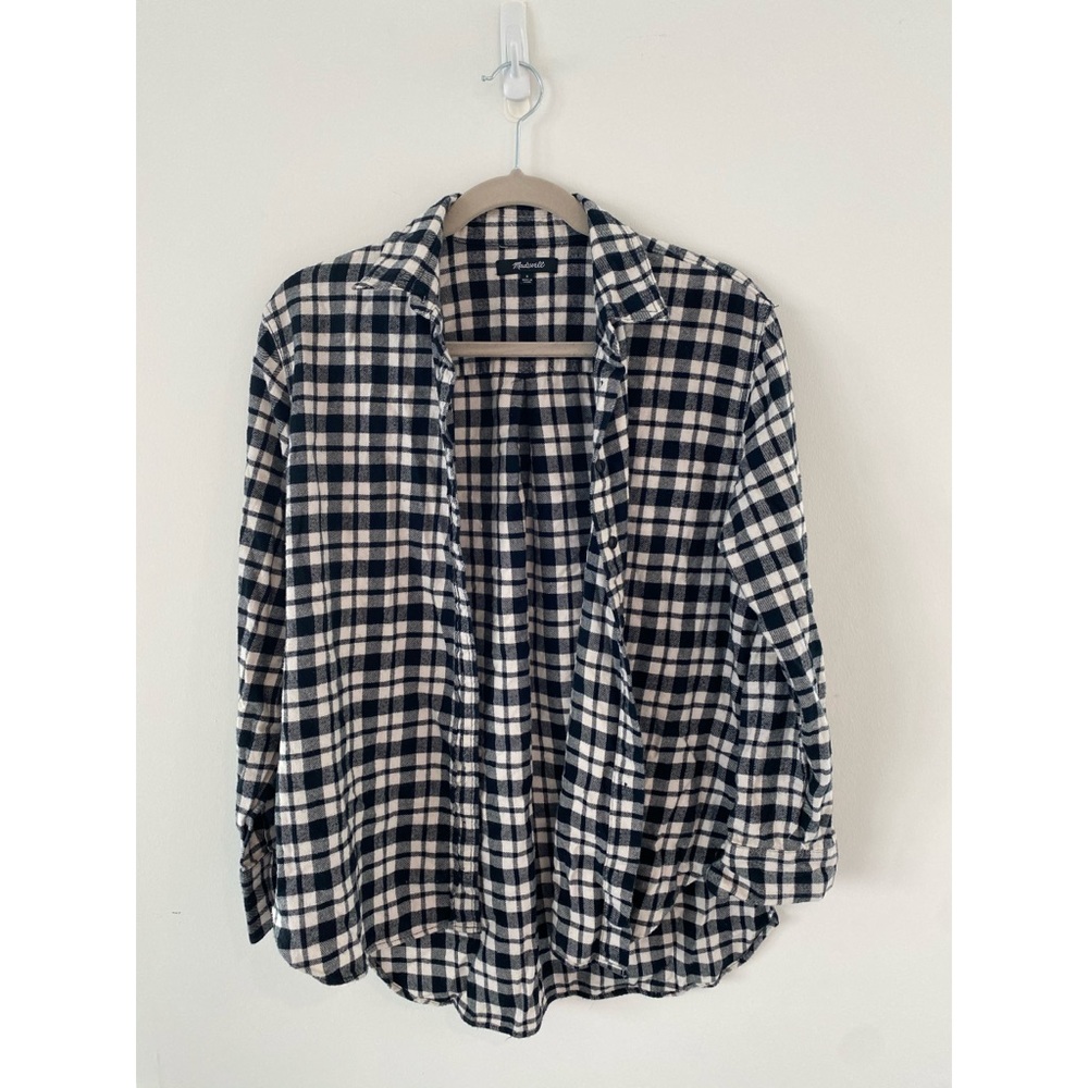 Madewell | Side Button Flannel Shirt Black Plaid